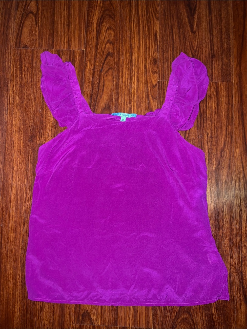 ANTONIO MELANI Bright Purple Ruffle-Strap Velvet Tank